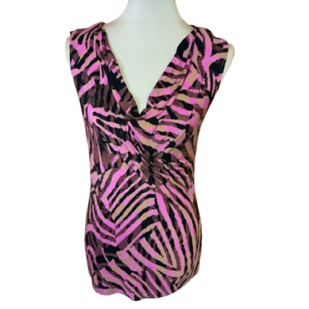 Cabi Bright Animal Print Sleeveless Top